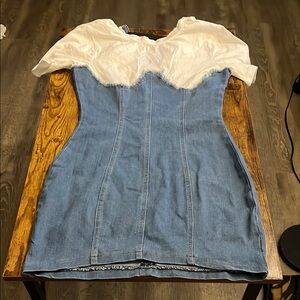 Fashion Nova Denim and White Dress